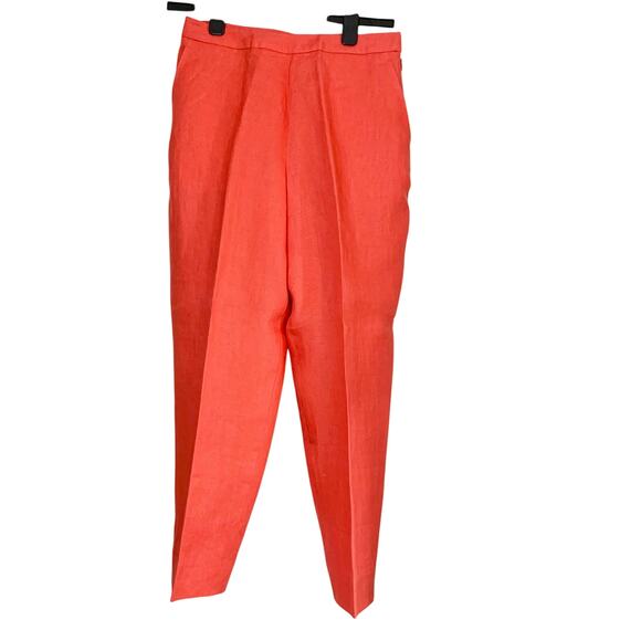 Talbots Pants Womens 6P Coral 100% Irish Linen Lined Side Zip Creased Front Corp - Picture 2 of 15